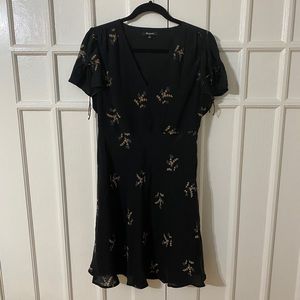 Madewell Silk Poppy Dress, black & florals